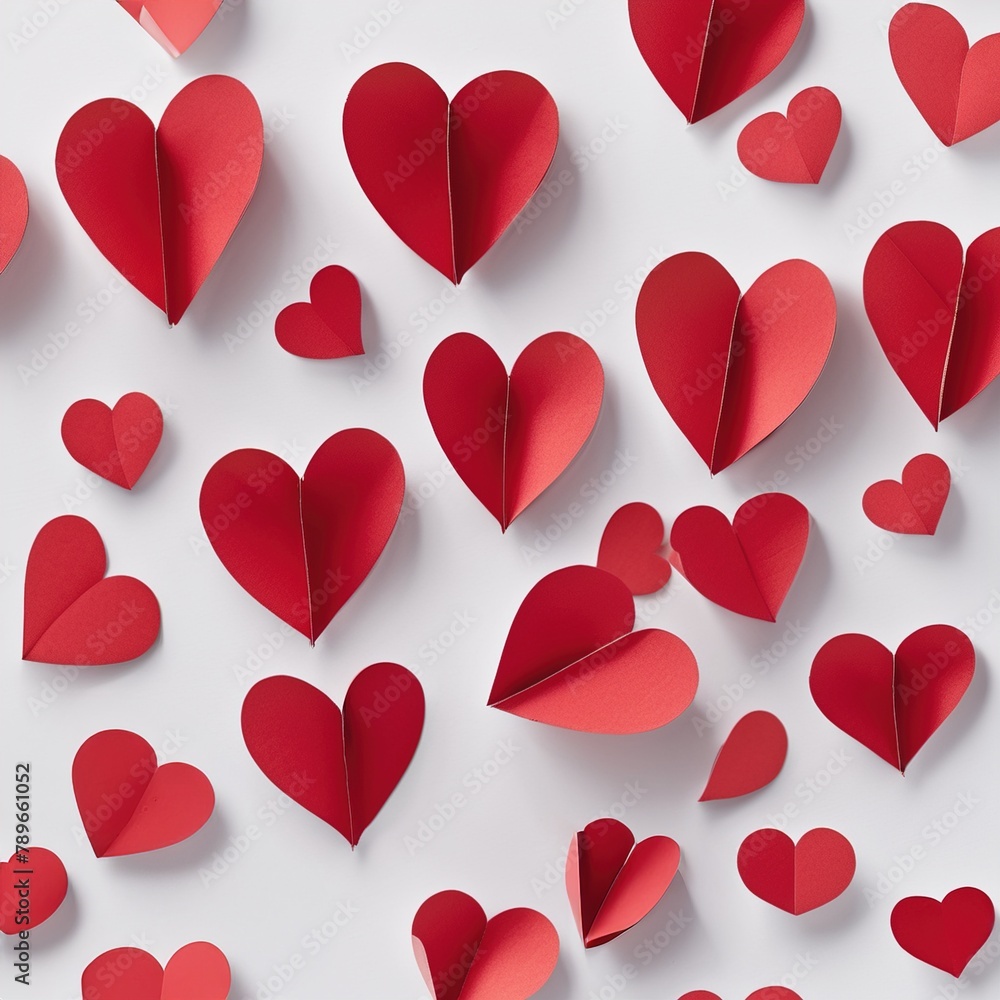 Paper hearts on white background Paper hearts on white background