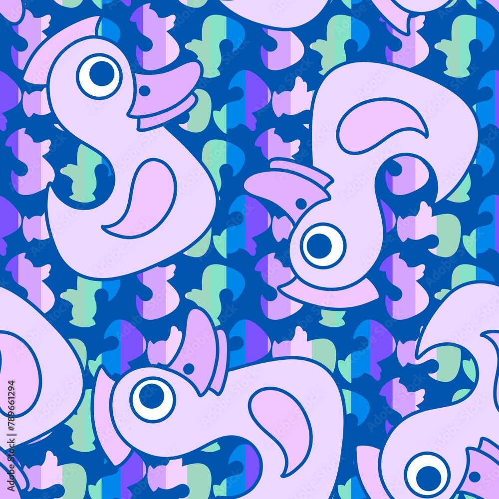 Cartoon animals birds seamless ducks pattern for wrapping paper and kids clothes and summer print Cartoon animals birds seamless ducks pattern for wrapping paper and kids clothes and summer print