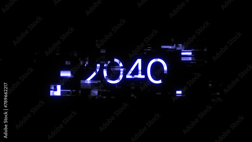 Obraz premium 3D rendering 2040 text with screen effects of technological glitches