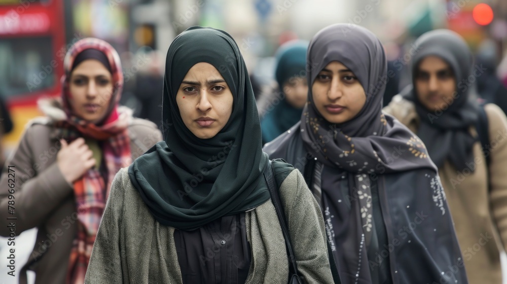 GROUP OF MUSLIM WOMEN ON THE STREET GROUP OF MUSLIM WOMEN ON THE STREET