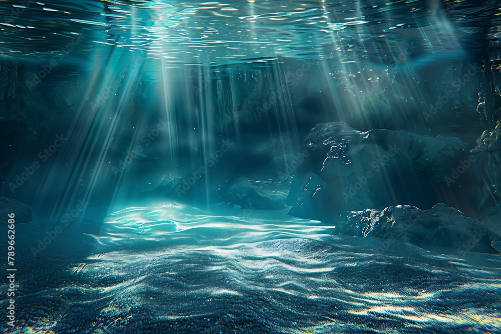Underwater light scene, sun and shadow .