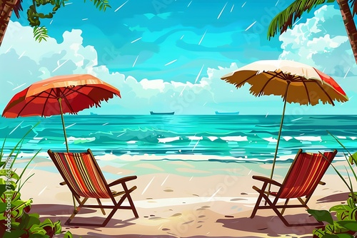 Vector background with summer beach .