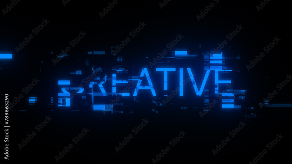 3D rendering creative text with screen effects of technological glitches 3D rendering creative text with screen effects of technological glitches
