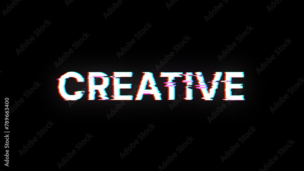 Fototapeta premium 3D rendering creative text with screen effects of technological glitches