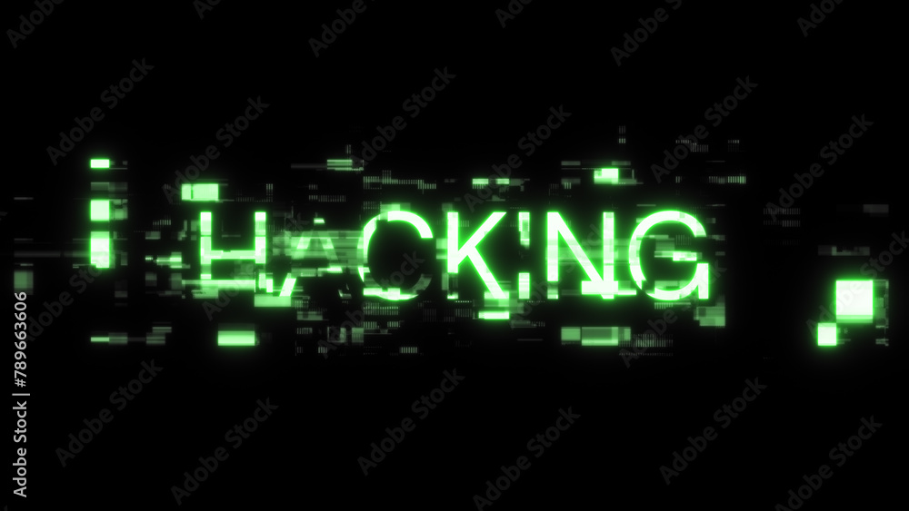 Obraz premium 3D rendering hacking text with screen effects of technological glitches