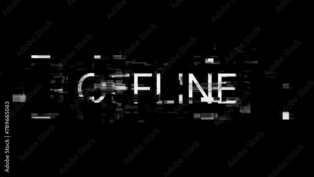 3D rendering offline text with screen effects of technological glitches 3D rendering offline text with screen effects of technological glitches