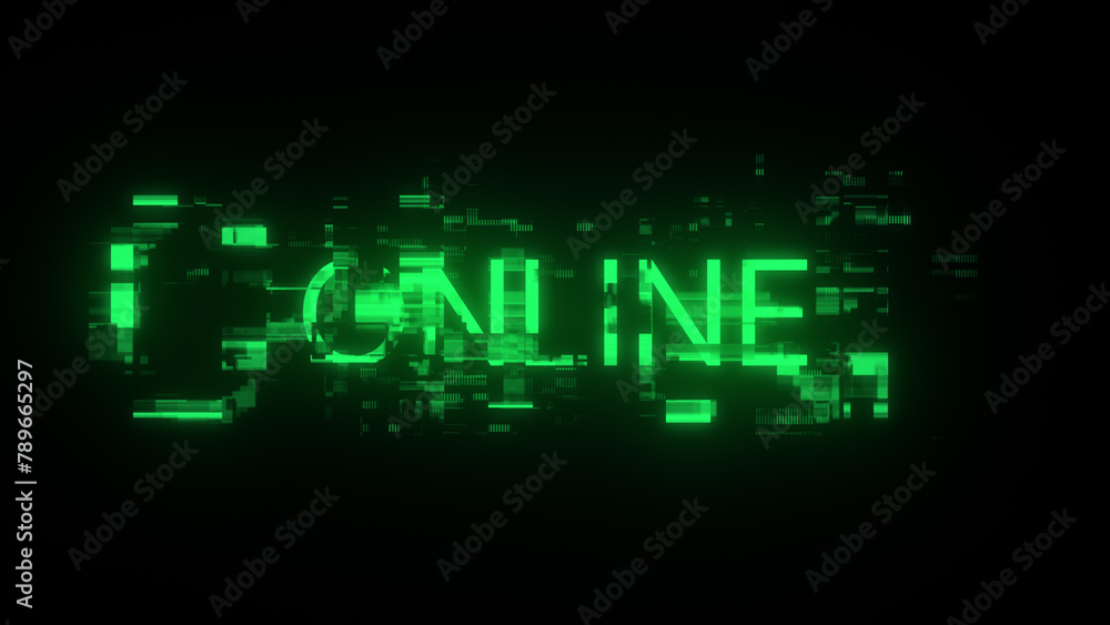 3D rendering online text with screen effects of technological glitches 3D rendering online text with screen effects of technological glitches