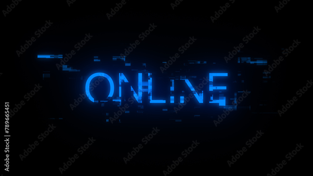 3D rendering online text with screen effects of technological glitches 3D rendering online text with screen effects of technological glitches