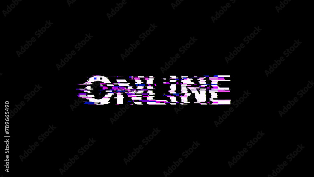 3D rendering online text with screen effects of technological glitches 3D rendering online text with screen effects of technological glitches