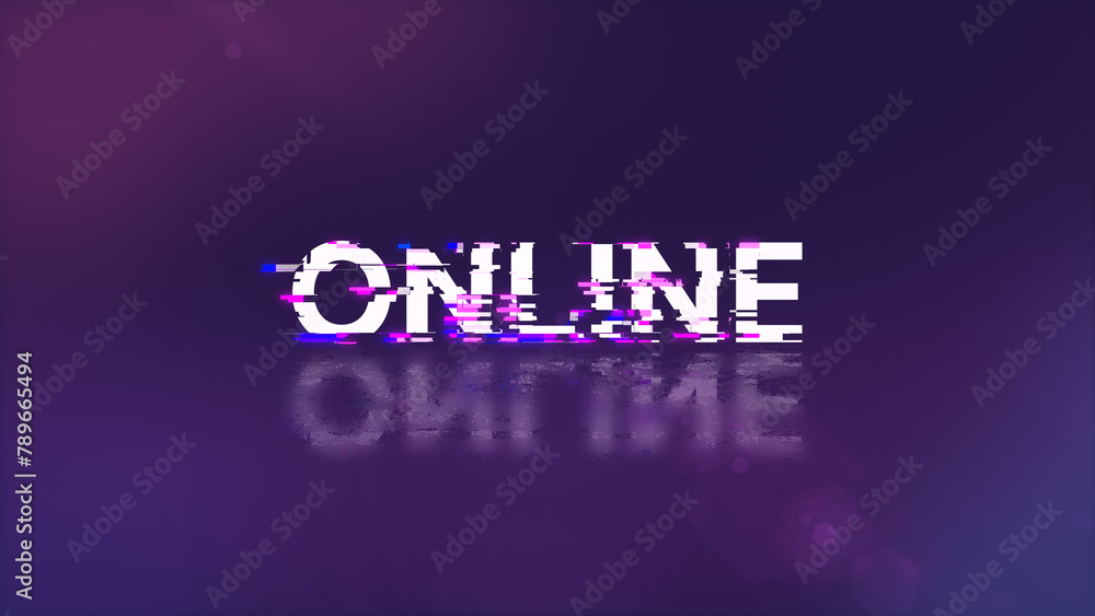 3D rendering online text with screen effects of technological glitches 3D rendering online text with screen effects of technological glitches