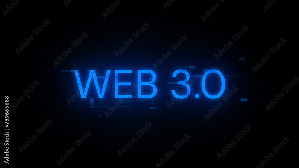 3D rendering WEB 3.0 text with screen effects of technological glitches 3D rendering WEB 3.0 text with screen effects of technological glitches