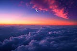 : A breathtaking view of the horizon where the clouds part to reveal the last sliver of a setting sun.