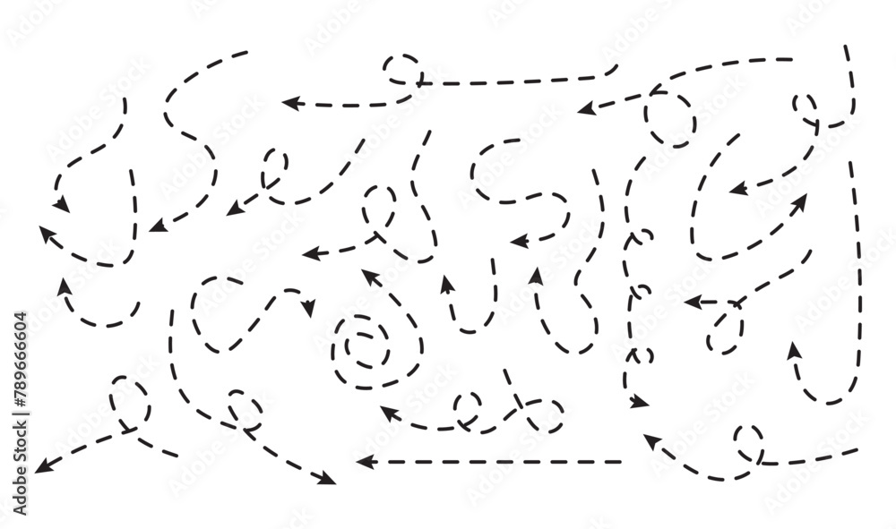 Arrows set, hand drawn doodle direction twist indicators, pointers and ...