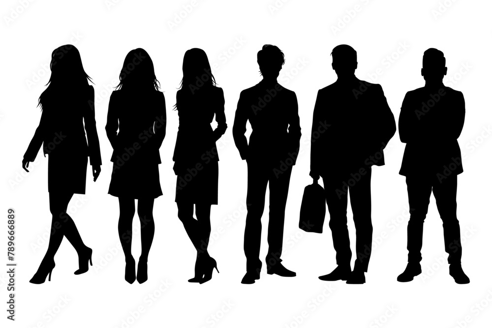 Business silhouettes. Group of isolated men and women