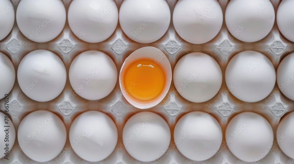 cracked yellow egg on egg box cracked yellow egg on egg box