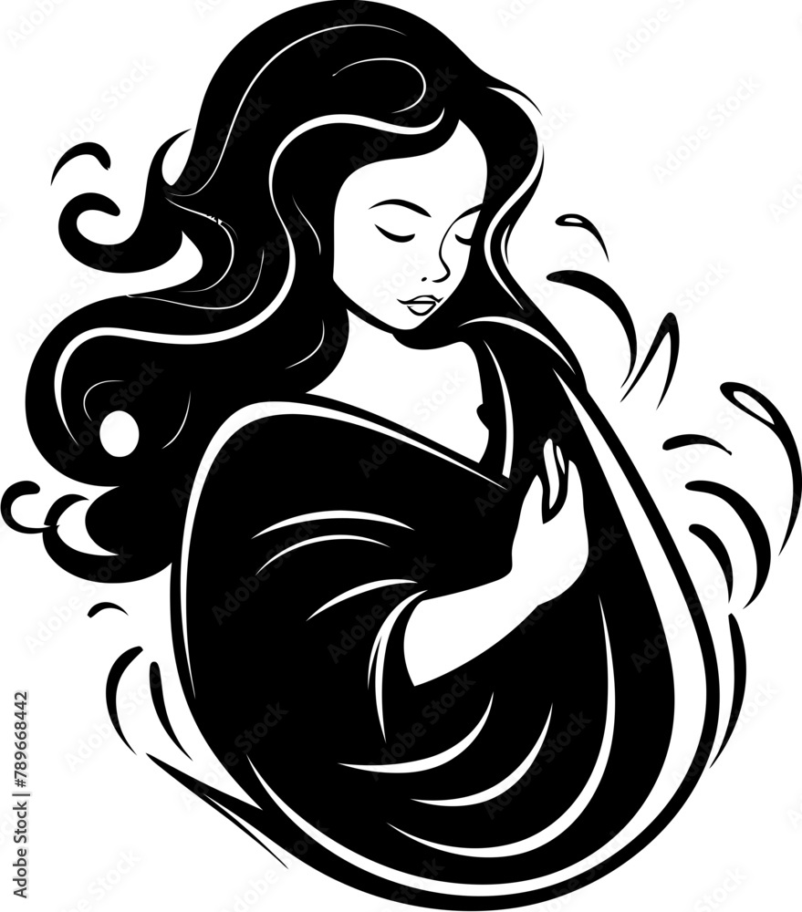 Expectant Euphoria Radiant Mother to Be in Logo Maternal Melody Joyful Pregnant Woman Symbol Expectant Euphoria Radiant Mother to Be in Logo Maternal Melody Joyful Pregnant Woman Symbol