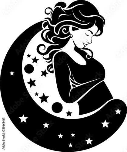 Divine Expectancy Radiant Mama to Be Emblem Maternal Marvel Joyful Pregnancy in Logo