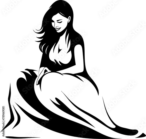 Joyful Blossom Happy Pregnancy Vector Emblem Maternal Magic Joyful Mother to Be Icon in Vector