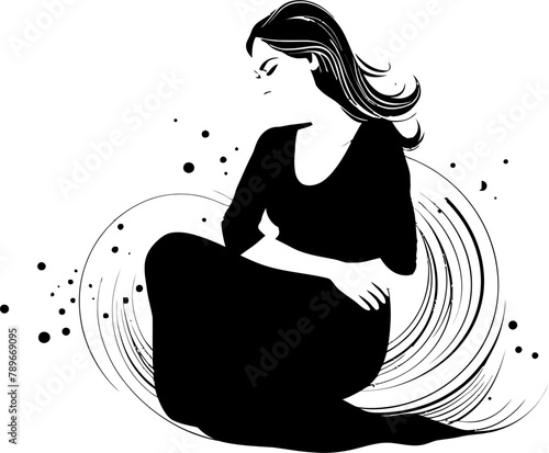 Radiant Bliss Joyful Pregnancy Vector Design Blossoming Radiance Smiling Mama to Be Emblem