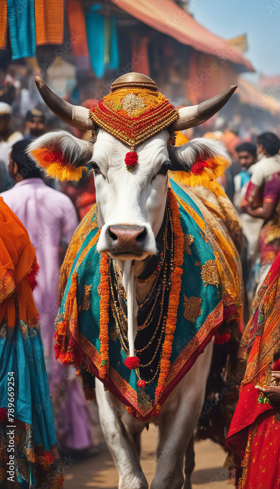 Religious Bull at Festival in India