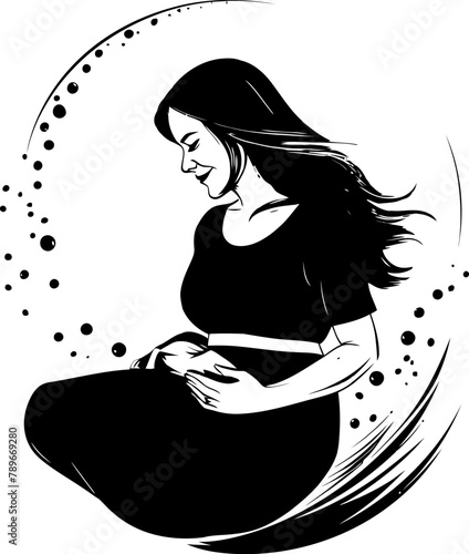 Blissful Expectancy Happy Maternity Vector Symbol Bump Breeze Radiant Pregnancy Icon