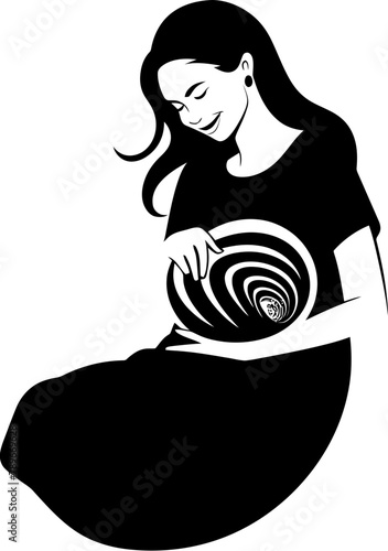 Blossom of Joy Radiant Mom to Be Vector Maternal Magic Smiling Pregnant Woman Icon