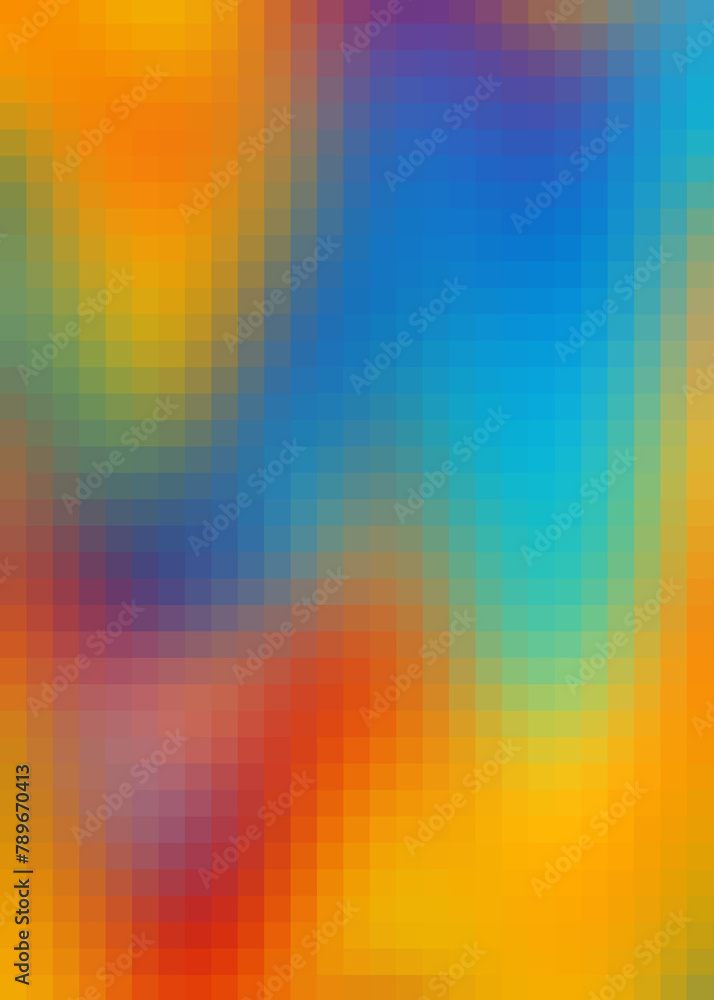  Rainbow bright gradient background, pixel mosaic tile