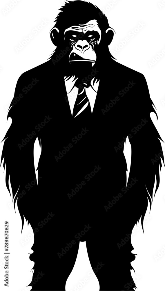 Dapper Chimp Stylish Chimpanzee Wearing Suit Vector Icon Classy Chimpanzee Long Haired Primate in Formal Attire Logo Dapper Chimp Stylish Chimpanzee Wearing Suit Vector Icon Classy Chimpanzee Long Haired Primate in Formal Attire Logo