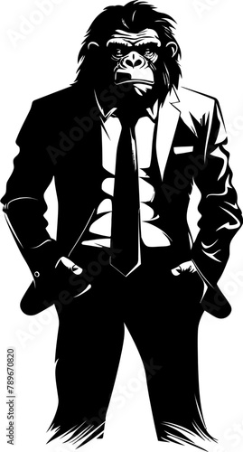 Chic Chimp Charm Suited Chimpanzee Icon Emblem Professional Panache Stylish Chimpanzee in Suit Emblem