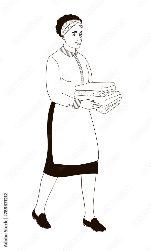 hotel staff female African American character, maid hotel staff female African American character, maid