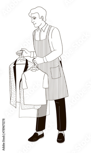 hotel staff male  character, laundry service