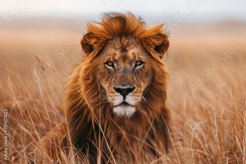 a lion on savannah field © FACTORY GRAPHICA 