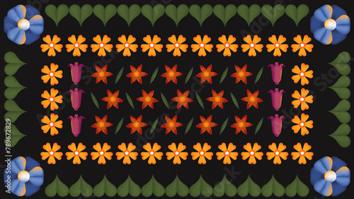 Repetitive Geometric Flowers background. Natural Floral Plant backdrop