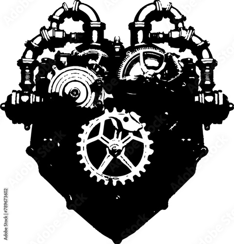 Gear Powered Emotion Steampunk Human Heart Emblem Design Steam Fueled Fondness Machanical Steampunk Heart Icon Logo