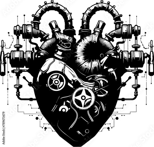 Steam Powered Love Machanical Steampunk Heart Icon Brass Beats Steampunk Human Heart Logo Design