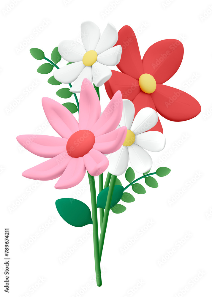 Flower bouquet png 3D sticker, colorful botanical illustration on transparent background Flower bouquet png 3D sticker, colorful botanical illustration on transparent background