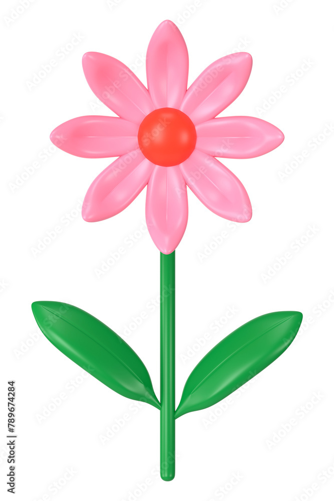 Aesthetic flower png sticker, pink 3D floral illustration on transparent background