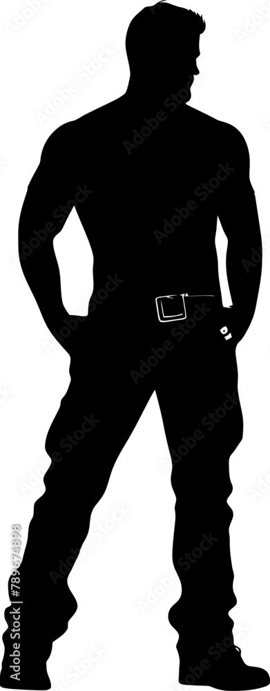 Muscled Stride Denim Clad Emblem Symbol Jeaned Mastery Muscular Man Logo Vector Muscled Stride Denim Clad Emblem Symbol Jeaned Mastery Muscular Man Logo Vector