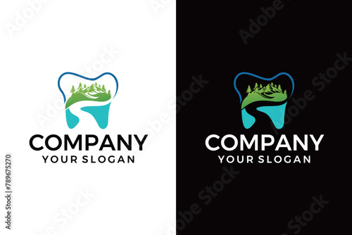 Natural dental leaf tooth outline vector icon design
