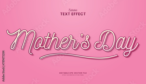 decorative editable cute mother's day text effect vector design