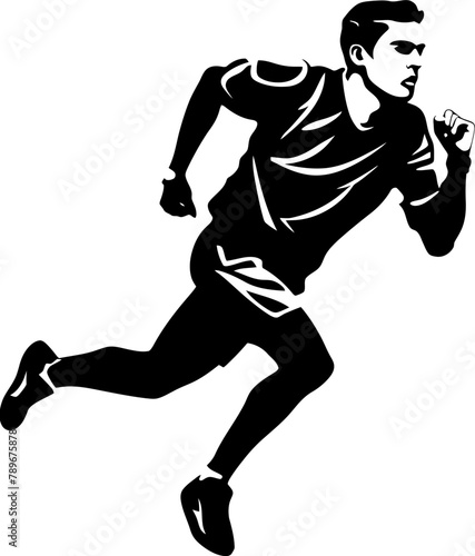 Speed Sprinter Running Side View Icon Endurance Essence Runner Logo Vector © BABBAN