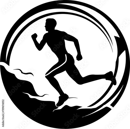 Stride Champion Running Iconic Emblem Design Speed Surge Runner Side View Icon