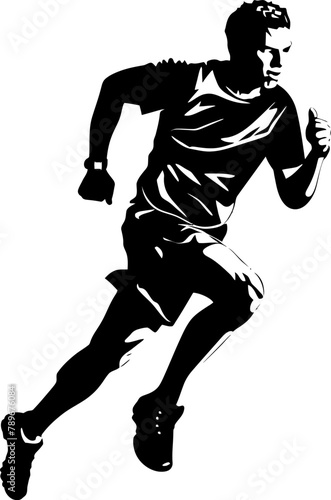 Sprint Stride Athlete Icon Vector Endurance Evolution Running Side View Symbol