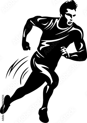 Endurance Elevation Athlete Icon Design Run Rhythm Marathon Runner Symbol Vector