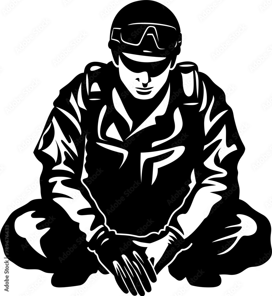 Patriot Honor Soldier Respect Icon Duty Salute Kneeling Soldier Emblem Patriot Honor Soldier Respect Icon Duty Salute Kneeling Soldier Emblem