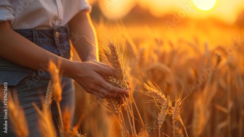 A person is holding a wheat stalk in their hands, AI