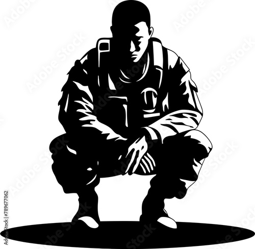 Sentinel Salute Kneeling Soldier Icon Design Patriot Pinnacle Military Emblem Symbol
