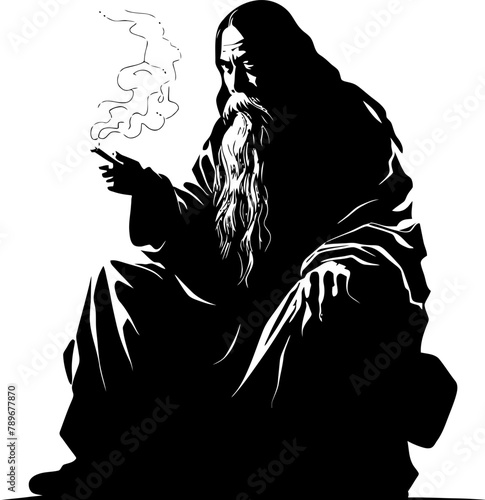 Tranquil Tobacco Wise Asian Logo Centenarian Cloud Long Bearded Smoker Icon