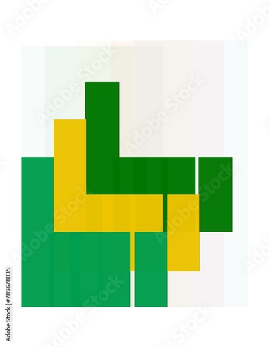 A green and yellow logo with a green letter L