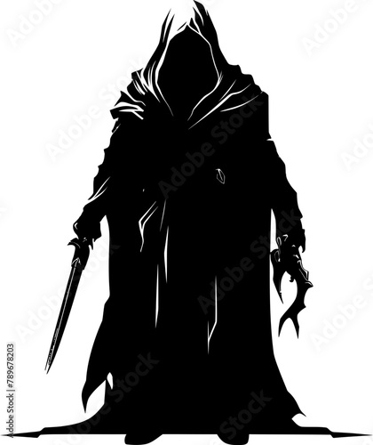 Spectral Sentinel Reaper Weapon Logo Haunting Herald Combat Reaper Weapon Vector